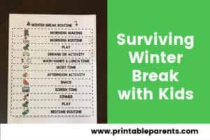 Surviving Winter Break with Kids | Winter Break Routine Printable