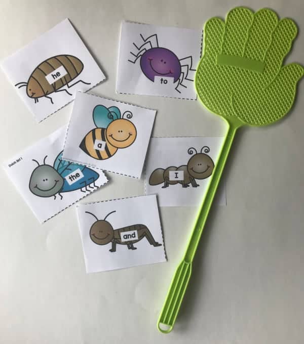 teach sight words with swat the sight words printable bug flash cards with green fly swatter