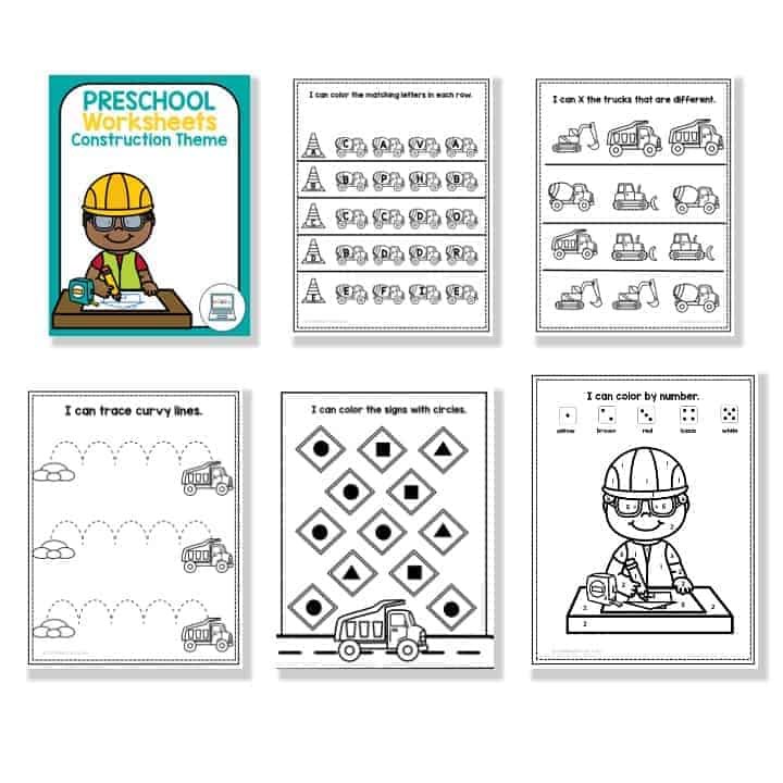 construction themed preschool worksheets