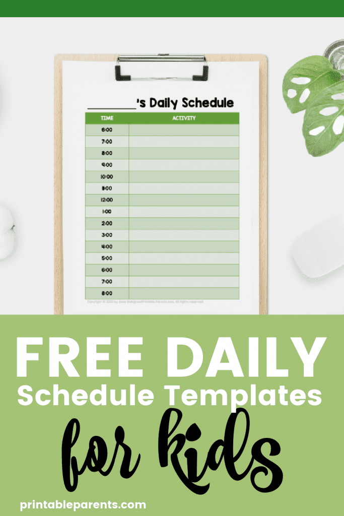 Daily Schedule Template for Kids - Printable Parents