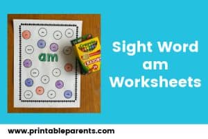 Sight Word Am Worksheets