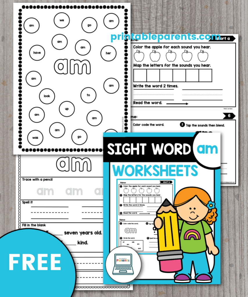 Sight Word Am Worksheets Printable Parents