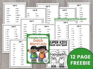 Free Sight Words List Printable - Printable Parents