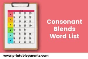 Consonant Blends Word List